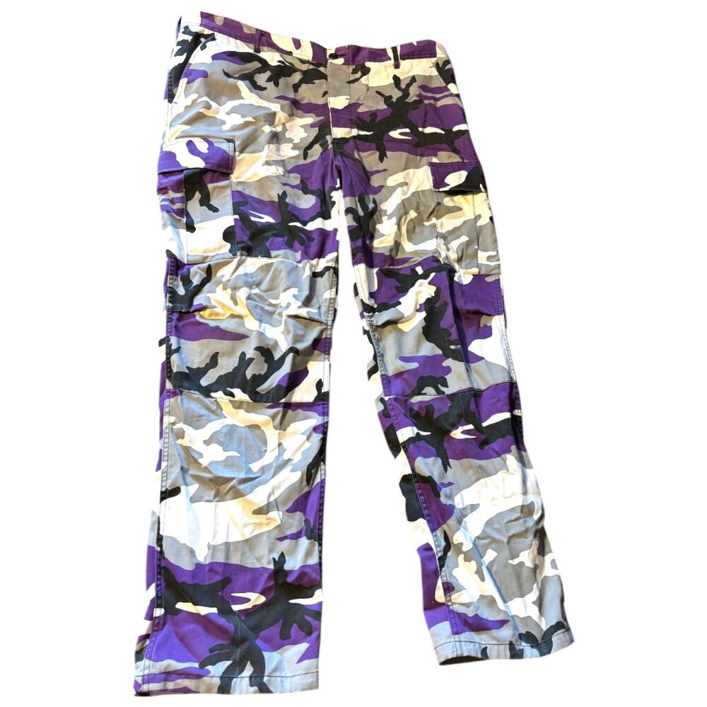 Rothco Men's XL Military‎ Purple Camouflage BDU Cargo Army Combat Pants RAVENS! - Picture 2 of 10